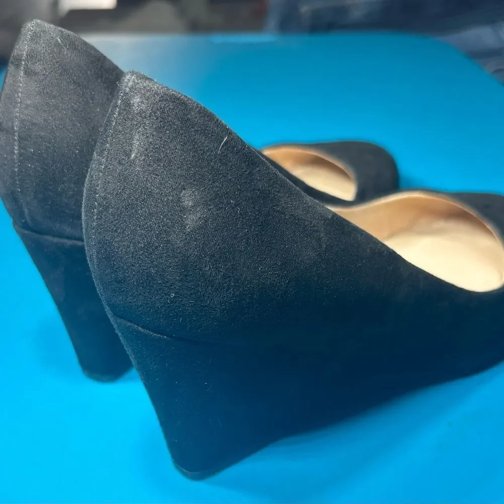 A New Day Black Suede Wedges Womens Size 9.5 EPC